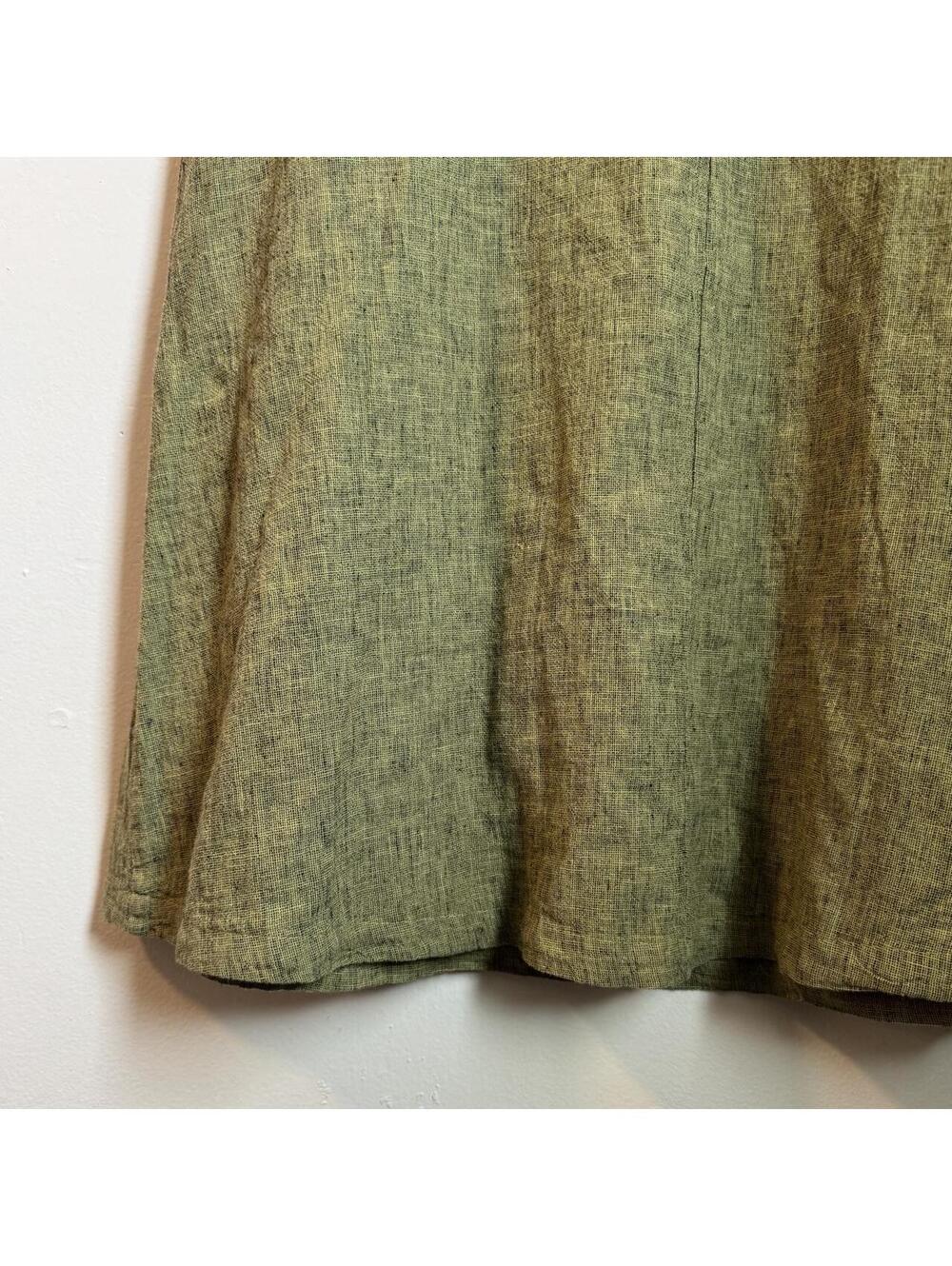 Cut Loose Linen Cotton Shift Dress XL Olive Green Lagenlook Artisan Made in USA - Picture 4 of 6